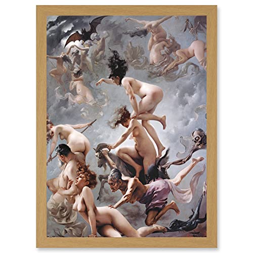 Falero Witches Going To Their Sabbath Painting Artwork Framed A3 Wall Art Print Bild Mauer