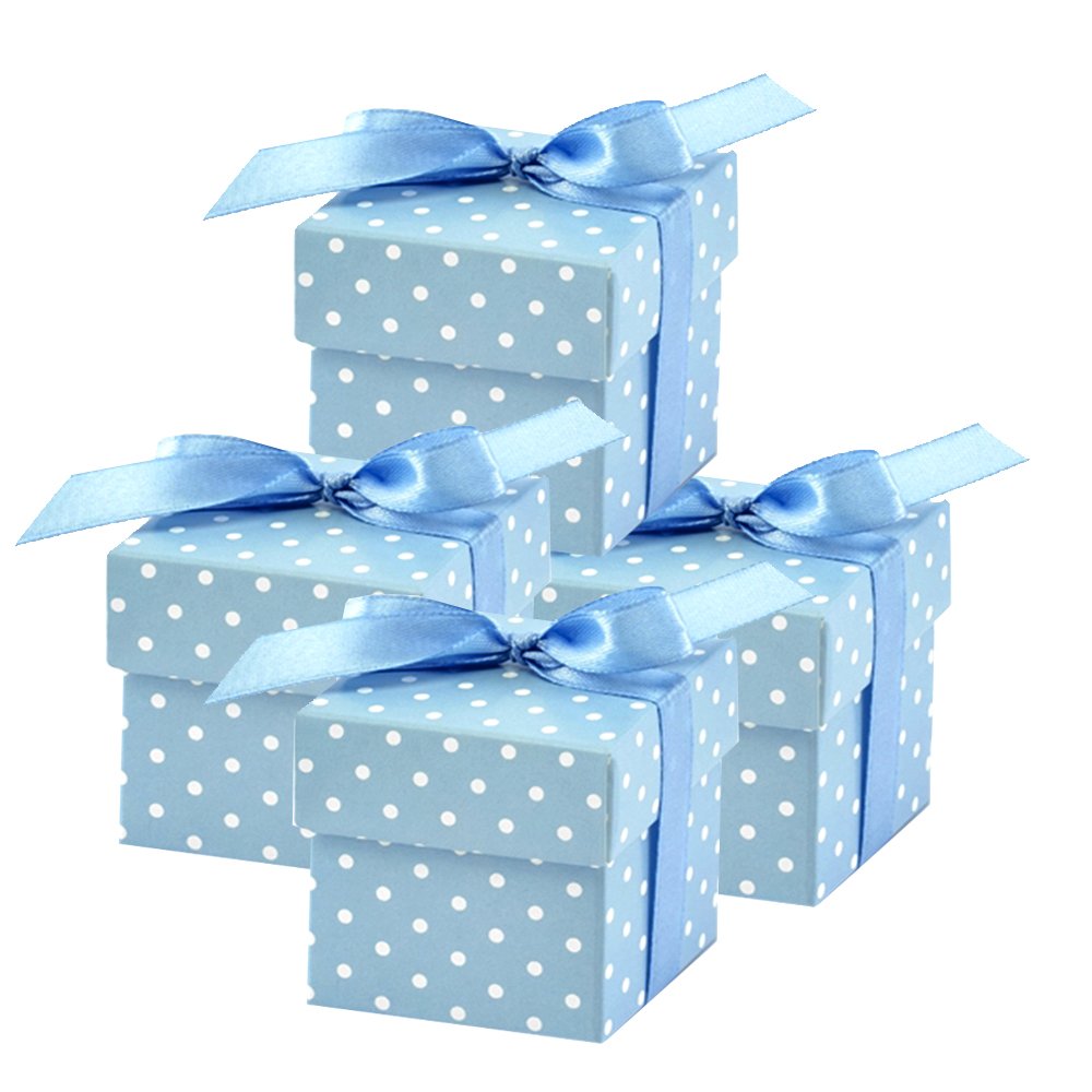 50 Stück Süße Geschenkboxen (blau) Gastgeschenk für Hochzeit Babyparty Taufe Geburt