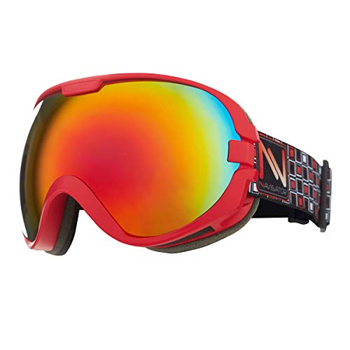 NAVIGATOR Omega Skibrille Snowboardbrille, Unisex/-Size, div. Farben (ROT)