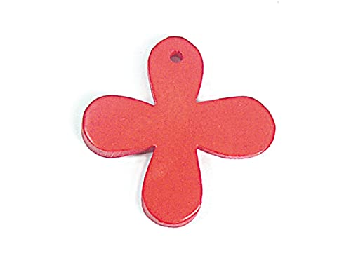 Anhänger Kleeblatt, gewachst, rot, 25 x 25 mm, 50u, ca.