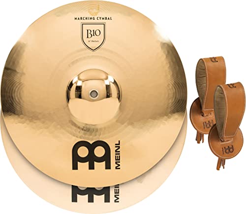 Meinl Cymbals MA-B10-16M Marschbecken Paar Medium B10 Bronze 40,6 cm (16 Zoll) inkl. BR5 Marschbeckenriemen