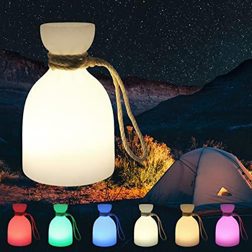 LED Outdoor Lampe Außen Tischlampe, RBG LED mit 8 Farben Farbwechsel, per USB Aufladbar IP45 Spritzwasserschutz Tragbare Hängelampe für Outdoor Camping Garten Terrasse Wohnzimmer Deko (Weinflasche)