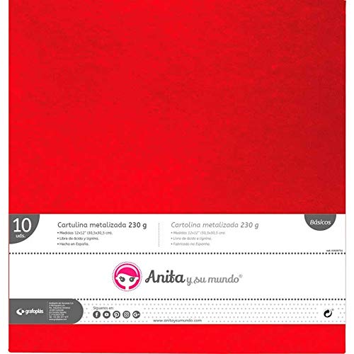 Anita y Su Mundo Karton, Rot, Metallic, 30,5 x 30,5 cm, 10 Stück