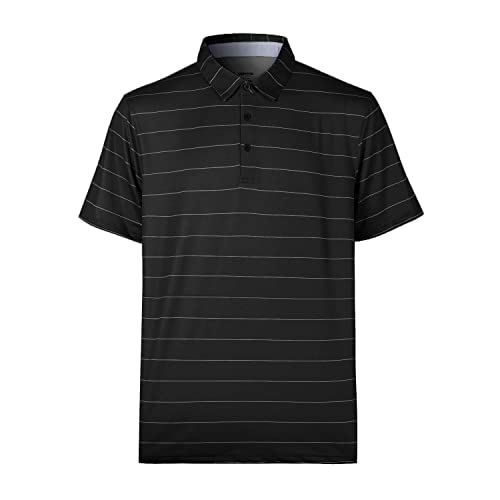 Golf-Shirts für Herren, leicht, trockene Passform, Druck, feuchtigkeitsableitend, Performance, kurzärmelig, Sport-Poloshirt, 12140#Black, XX-Large