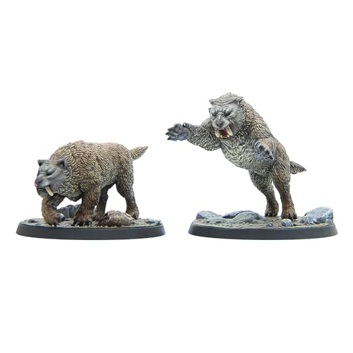 Modiphius: The Elder Scrolls: Call to Arms: Sabre Cats - 2 Miniaturen, 32 mm mehrteilige Kunstharzfiguren, unbemalte Figuren, Tisch-RPG, malerische Basen