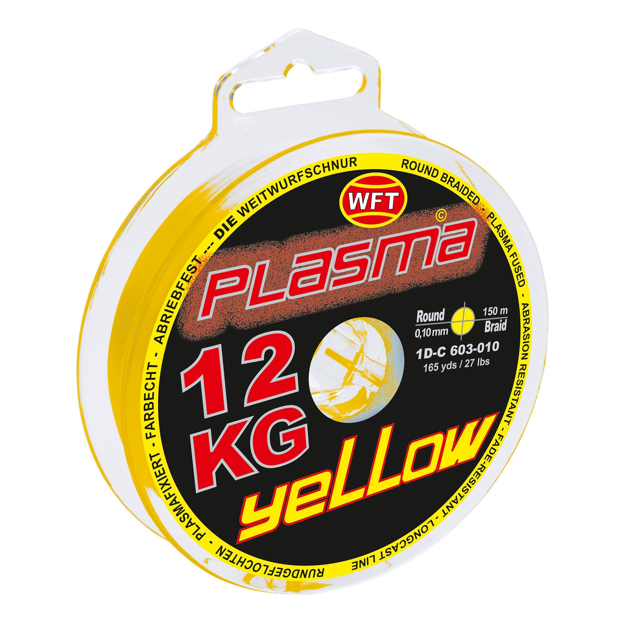 WFT KG Plasma Round 150m geflochtene Schnur 0,08mm-0,36mm, Durchmesser:0.08mm, Farbe:Gelb