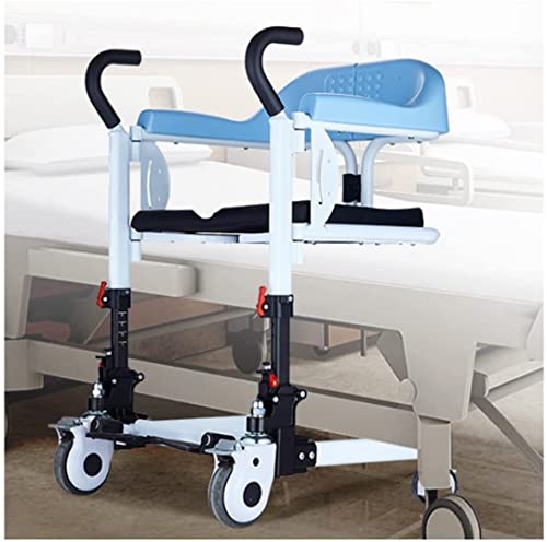 Patientenlift-Transfer-Mobilitätsstuhl, Patientenlift-Rollstuhl für zu Hause, zusammenklappbarer Selbstbedienungs-Transferlifter mit gepolstertem Sitz, Nachtkommoden-Transportrollstuhl für d