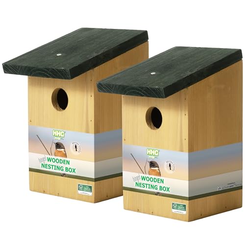 18 x Handy Home and Garden Druckbehandeltes Holzvogelhaus Für Wild- und Gartenvögel – Natürliche Hölzerne Vogelnistkästen - Hergestellt aus 100% FSC-Holz, Umweltfreundlich aus Nachhaltigen Wäldern
