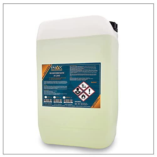 INOX® - IX 200 Waschbenzin 25L - Lösungsmittel für Fleckentfernung auf Textil, Kunststoff, Oberflächen & Arbeitsgeräten - Waschbenzin Reinigungsbenzin - Benzin Reiniger