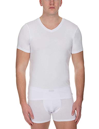 bruno banani Herren V-Shirt Infinity Unterhemd, Weiß (Weiß 001), Medium (Herstellergröße: M)