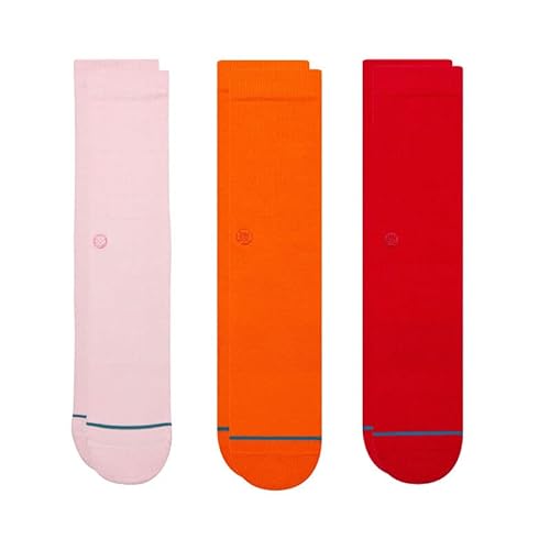 Stance Crew Socken - Icon - 3 Pack (Orange/Pink/Red, Groß)