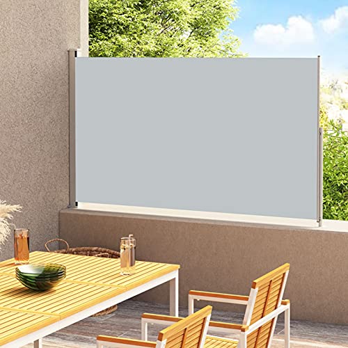 Ksodgun Ausziehbare Seitenmarkise Sonnenschutz Balkonmarkise für Balkon, Terrasse und Garten 220x300 cm Anthrazit
