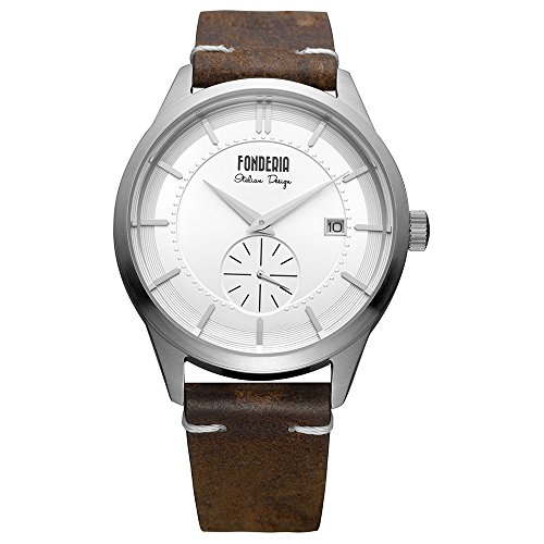 Fonderia Herren Analog Quarz Smart Watch Armbanduhr mit Leder Armband P-6A009US1
