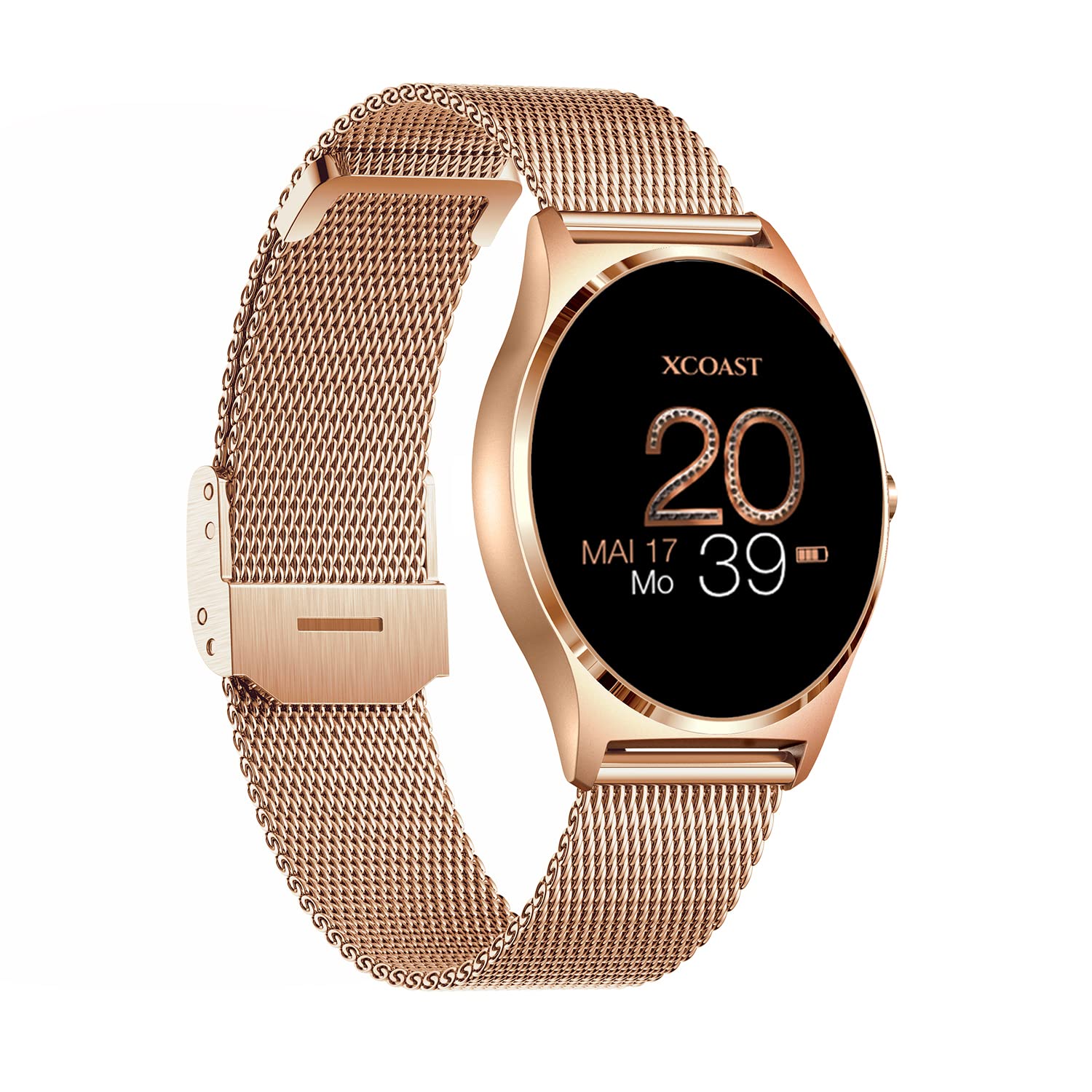 X-WATCH JOLI XW PRO Smartwatch-iOS-Schrittzähler Uhr Damen-Fitness 54029, Rosegold, mit Zeitanzeige
