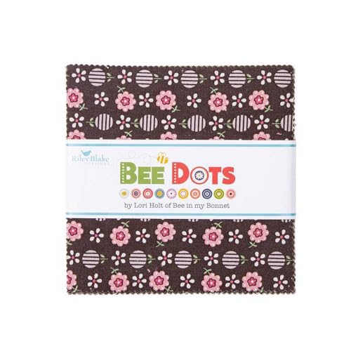 Lori Holt Bee Dots 12,7 cm Stapler 42 12,7 cm Quadrate Charm Pack Riley Blake Designs 5-14160-42