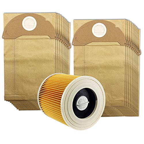 Vklopdsh For Wet&Dry WD2 Vacuum Filter And 20 Dust Bags