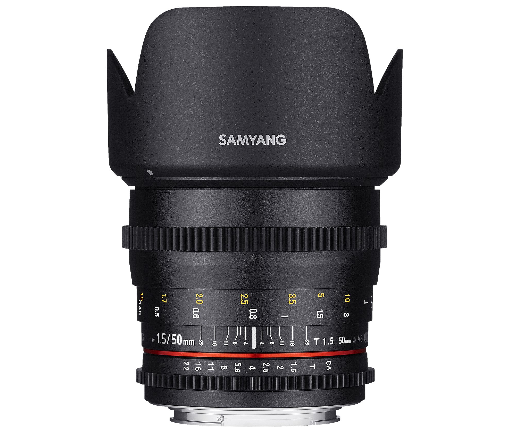 Samyang 50/1,5 Objektiv Video DSLR Sony E manueller Fokus Videoobjektiv 0,8 Zahnkranz Gear, Porträtobjektiv schwarz