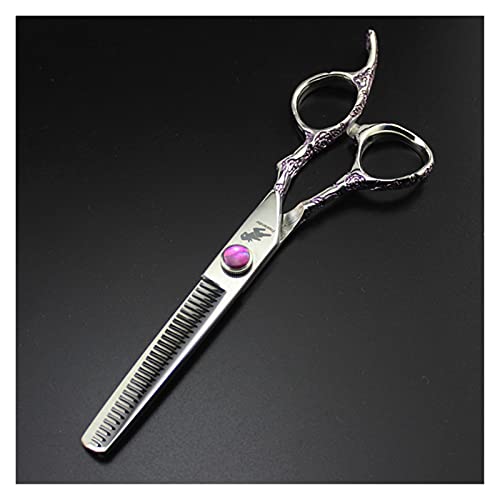 Haarschneidscheren 6-Zoll-professionelle Friseur-Werkzeuge, Friseurschere, lila Blume Pflaume-Griff-Friseurschere (Color : Thinning only)
