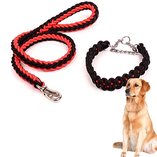 Hundeleine Laufleine Für Hunde Lange Hundeleine Hundeleine bequem Anti-Pull-Hundeleine Hundehalsbänder und Leinen für kleine Hunde Black&red,M