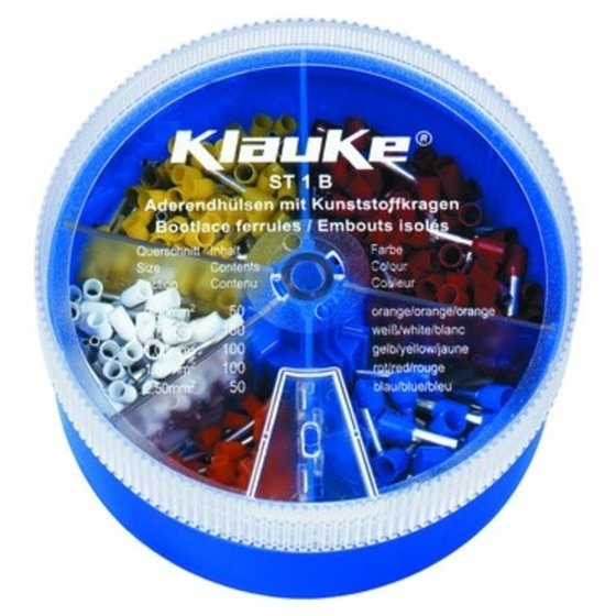Klauke ST1B Aderendhülsen-Sortiment 0.50 mm² 2.50 mm² Orange, Weiß, Gelb, Rot, Blau 400 Teile