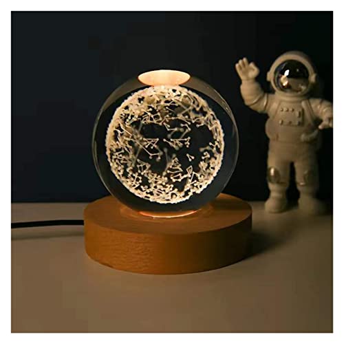 EWYOTUAL Raumdekoration Kristallkugel, Kristall-Astronauten-Planeten-Globus, 3D-Sonnensystem-Kugel mit Touch-Schalter, LED-Lichtbasis, Astronomie-Geschenk (Color : 6, Size : 60mm)