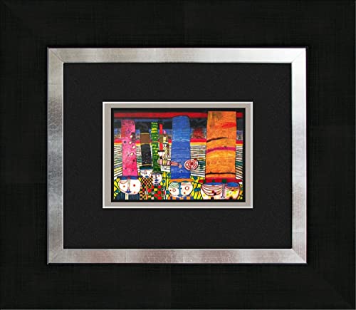 artissimo, Kunstdruck gerahmt, 45x40cm, AG3086, Friedensreich Hundertwasser: Hüte tragen, Bild, Wandbild, Poster, Wanddekoration