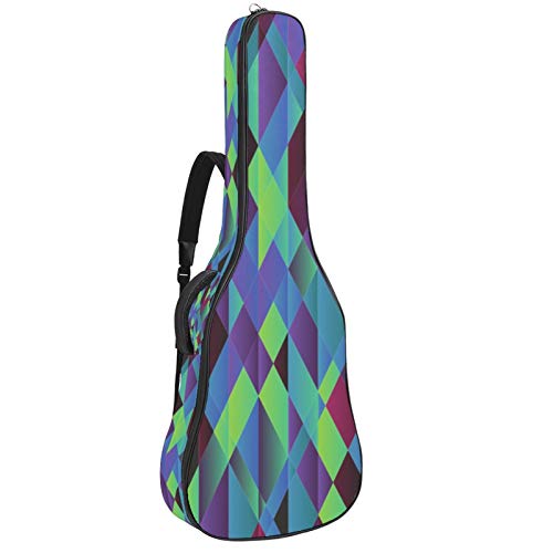 Gitarrentasche mit Reißverschluss, wasserdicht, weich, für Bassgitarre, Akustik- und klassische Folk-Gitarre, Blau / Grün / Violett