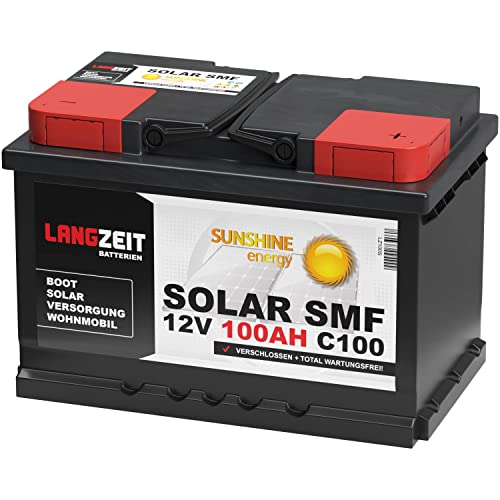 Solarbatterie 100Ah 12V Versorgungsbatterie Wohnmobil Batterie Boot Solar SMF total wartungsfrei 80Ah
