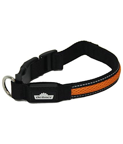 Dehner LED-Hundehalsband Flash Collar, Länge 63 cm, Höhe 2,5 cm, Mesh-Stoff, schwarz/orange