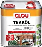CLOU Teaköl: Holzöl zum Imprägnieren, Auffrischen & Pflegen, Innen & Aussen, UV-Schutz, Farblos, 2,5 L