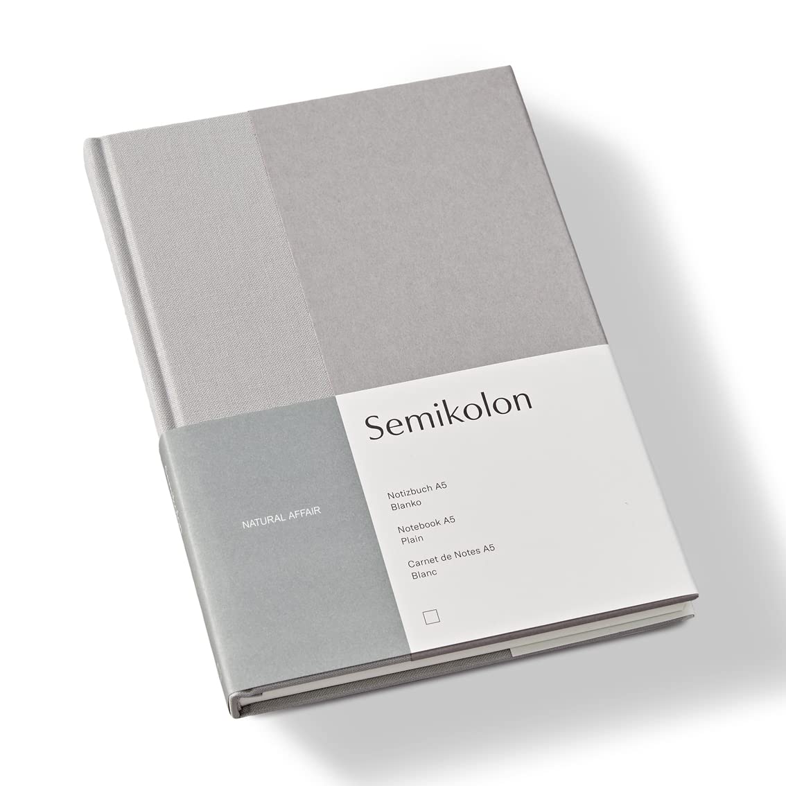 Semikolon 368723 – Notizbuch Natural Affair A5 blanko - 176 Seiten, cremeweißes Papier – Lesezeichen – Moonstone