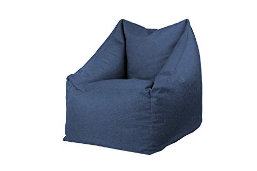 chilly pilley Sitzsack Sitzkissen Bodenkissen Sessel Gartenkissen mit Rückenlehne Sitz (Blau)
