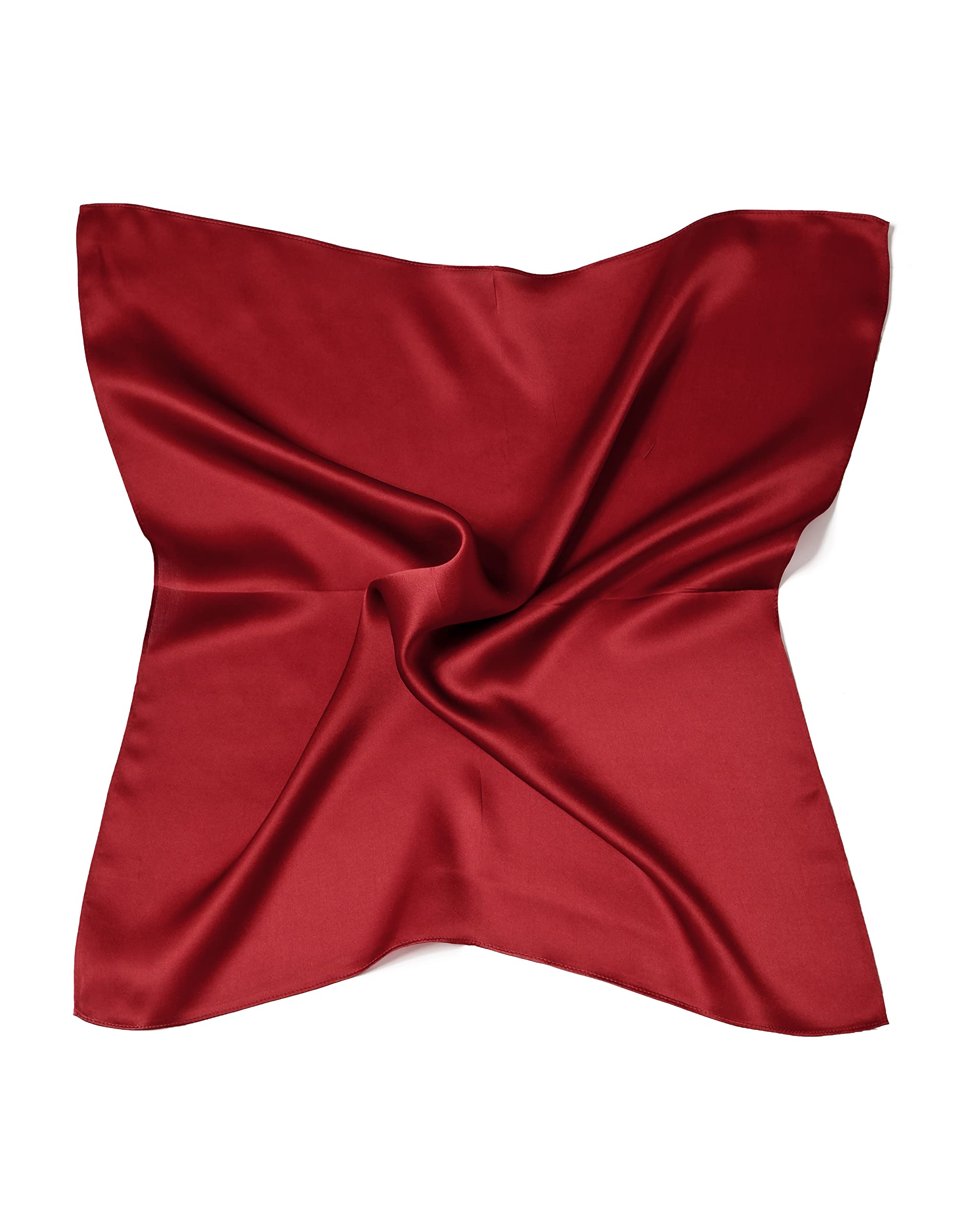 MayTree Seidentuch, buntes Halstuch für Damen, Nickituch aus 100% Maulbeer-Seide, quadratisch einfarbig 53x53 kirsch rot