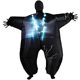 Schwarz leuchten aufblasbares Kostüm, One Size
