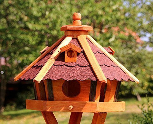 holzdekoladen Vogelhaus, Vogelhäuser mit und ohne Ständer behandelt Typ 23 (Rot, ohne Ständer)