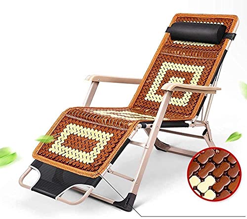 SHERAF Liegestuhl mit kühlender Bambusmatte, Sonnenliege, Schwerelosigkeit, Strandliege, zusammenklappbar, Liegestuhl für Büro, Mittagspause, bequem, B