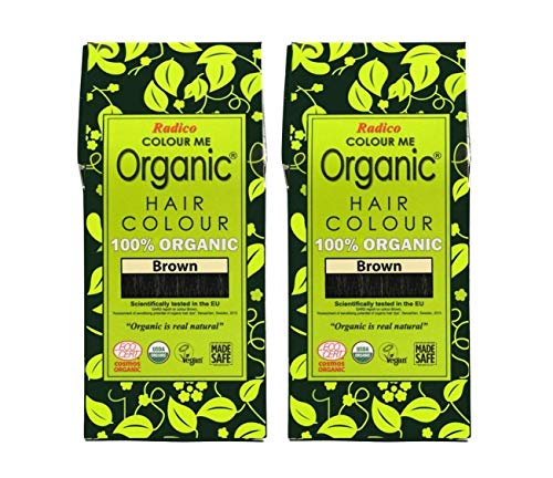 Radico Braun 2er-Pack Colour Me Organic Pflanzenhaarfarbe (bio, vegan, Naturkosmetik) braunx2