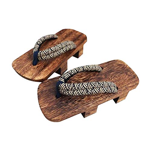 G-LIKE Japanische Clogs Sandalen Holzschuhe - Traditionelle Japanische Stile Heian Periode Geta Pantoffel Sommerschuhe Cosplay Samurai rutschfest Flip-Flops für Frauen Männer - Holz (44-45, Blau)