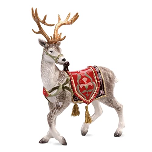 Goebel Weihnachtsfigur Fitz & Floyd XMAS, Steingut, Figur - Rentier mit Sattel Rot
