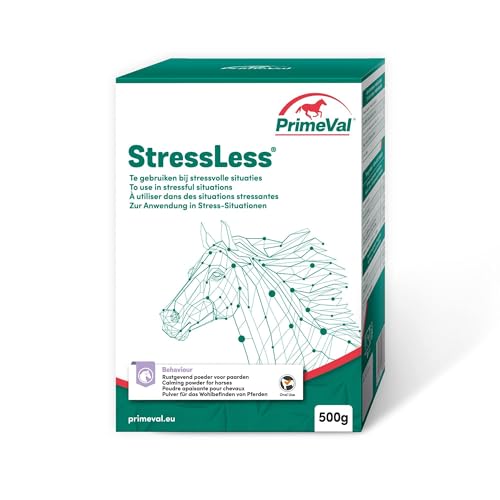 PrimeVal Stressless Horse - Trimagnesiumcitrat, Chicorée-Faser, Hefe - Natürliches beruhigendes Ergänzungsmittel, geeignet für Pferdetransport und Tierarztbesuche - 500 Gramm Pulver