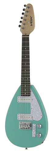VOX - MK3 Mini Aqua Green, elektrische Gitarre mit reduzierter Leiter 476 mm, Tropfenform, Korpus aus Terentang, Griff aus Ahorn und Griffbrett aus Purpleart, Farbe Aqua Green