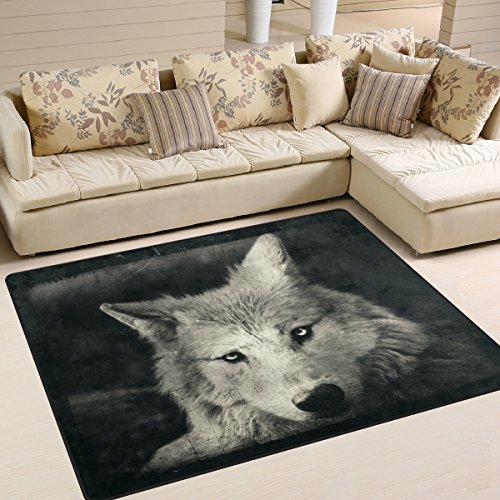 Use7 Halloween-Teppich mit mystischem Wolf, für Wohnzimmer, Schlafzimmer, 160 x 122 cm