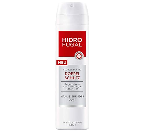 Hidrofugal Doppelschutz Deo Spray im 6er Pack (6 x 150 ml), Anti-Transpirant gegen stress- & hitzebedingtes Schwitzen, Deodorant mit vitalisierendem Duft wirkt gegen Achselnässe und Körpergeruch