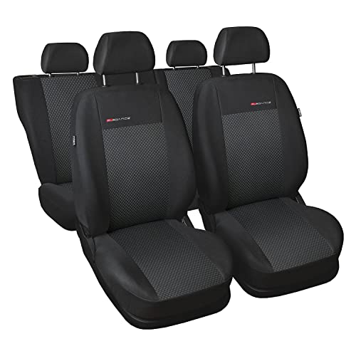 GSC Sitzbezüge Autositzbezug Komplettset 5-Sitze, Universal Grau, Elegance, kompatibel mit Volkswagen VW Tiguan 5-Sitze