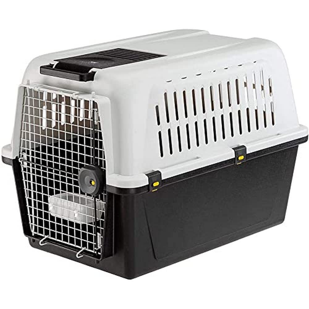 Ferplast Hundetransportbox Transportbox für mittelgroße Hunde ATLAS 50, Reisebox für Hunde, Sicherheitsverriegelung, Lüftungsgitter, 55,5 x 81 x h 59,5 cm Grau