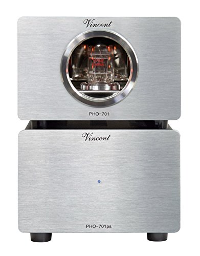 Vincent PHO-701, High-End Röhren-Phono-Vorverstärker, externes Netzteil, USB-Ausgang zum Digitalisieren von Vinyl-Platten, für MM und MC-Abtastsysteme, Silber