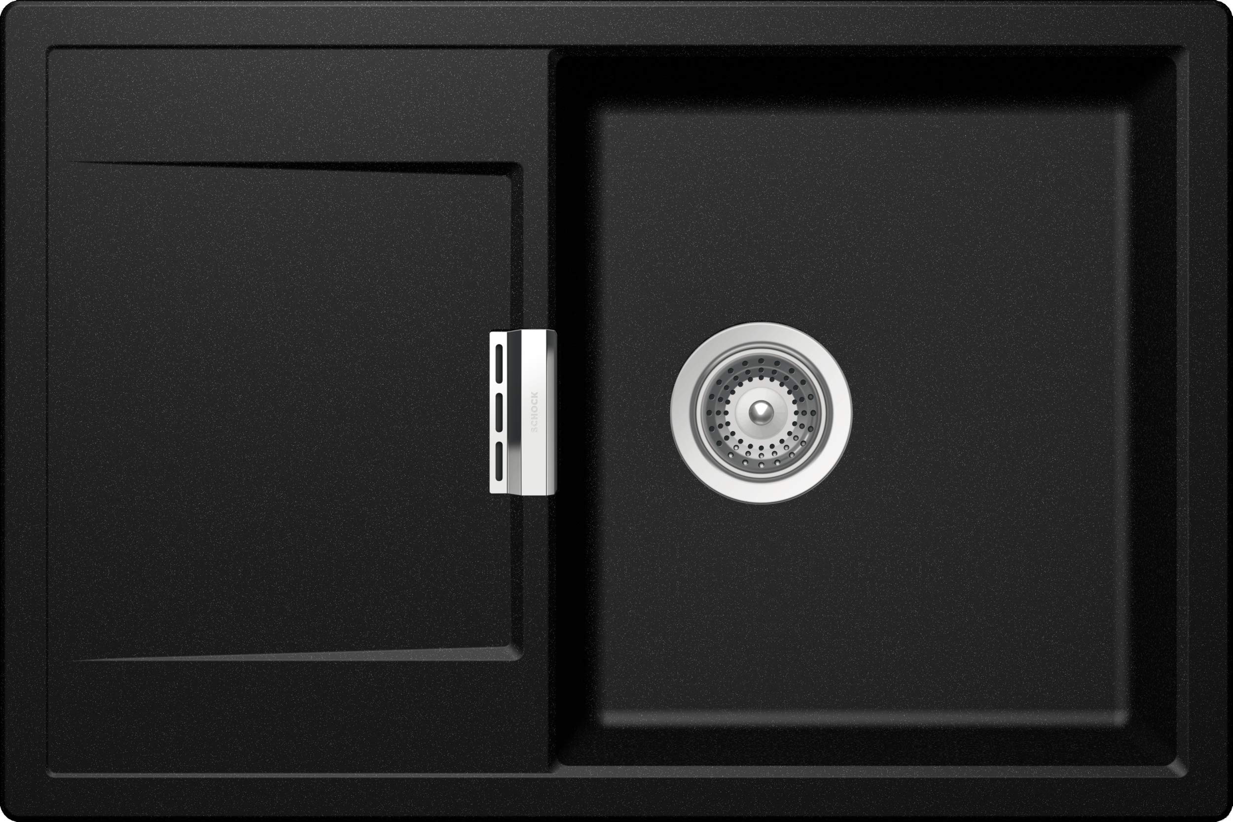 SCHOCK hochwertige Küchenspüle 76,5 x 51 cm Mono D-100 Magma - CRISTADUR schwarze Spüle mit Abtropffläche ab 50 cm Unterschrank-Breite