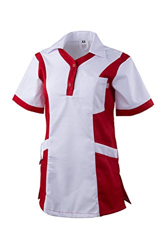 Clinotest Damenkasack Julia, Gesundheitswesen, Pflege (XL, weiß/rot)