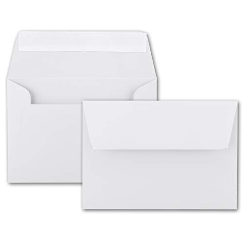 200x Brief-Umschläge B6 - Weiß - 12,5 x 17,5 cm - Haftklebung 120 g/m² - breite edle Verschluss-Lasche - hochwertige Einladungs-Umschläge