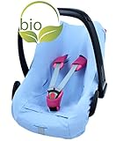 ByBoom® - Sommerbezug, Schonbezug für Babyschale aus 100% BIO-Baumwolle, Universal für z.B. Maxi-Cosi, CabrioFix, Pebble, City SPS, Farbe:Blau